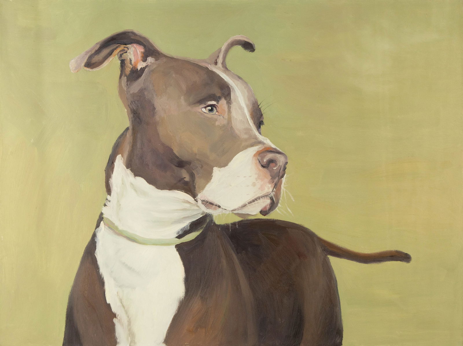Hao Zhang Animal Original Oil On Canvas "Mr.Dog NO.3": Title: Mr.Dog NO.3 Medium: Oil on canvas Size: 23.5 x 31.5 inches Frame: Framing options available! Condition: The painting appears to be in excellent condition. Note: This painting is unstretched, sh