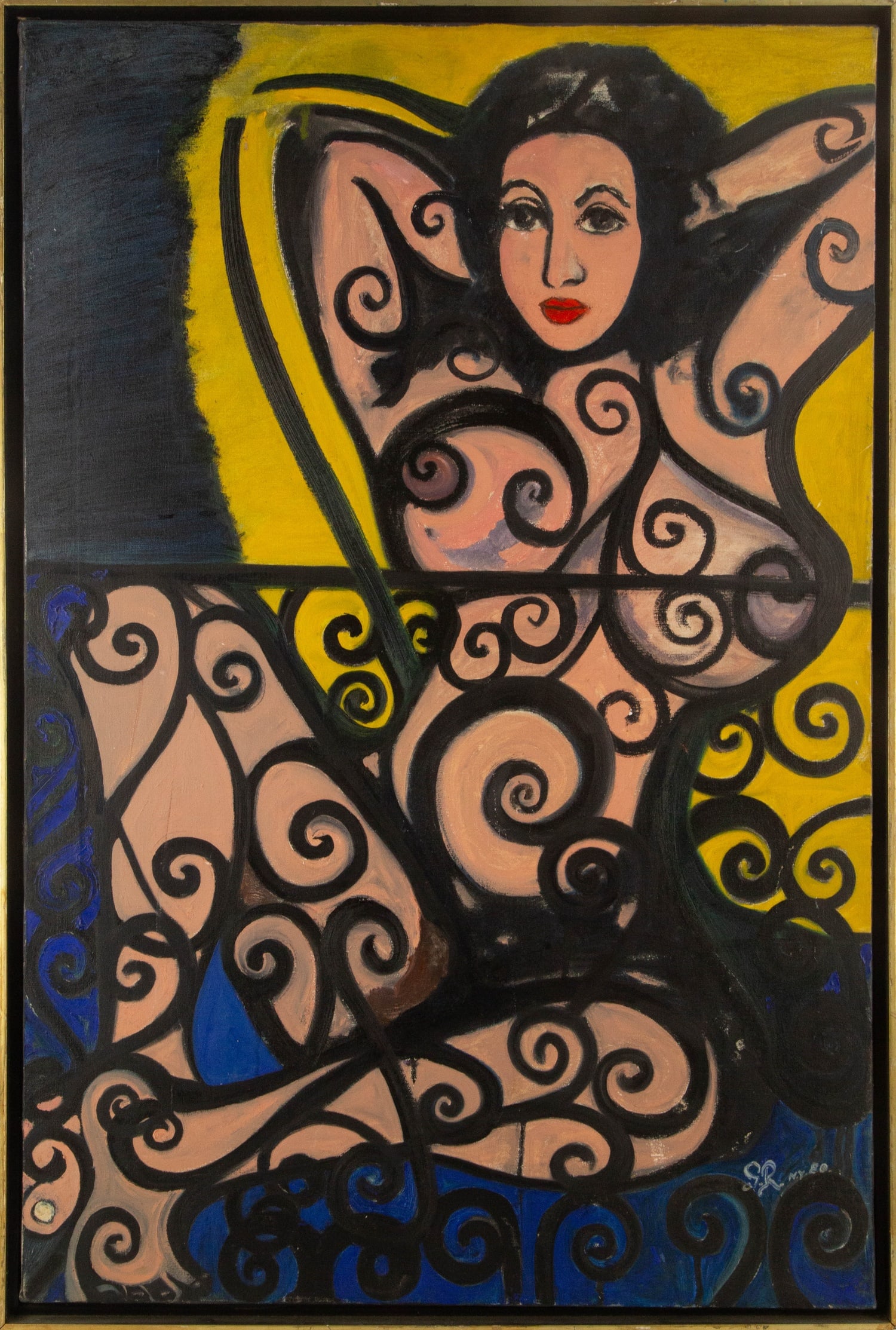 S.R. Portrait Oil On Canvas: Medium: Oil On Canvas Style: Portrait Painting Size: 35.75 x 23.5 inches Frame Size: 37.25 x 25.25 inches Condition: This artwork is in great condition for its age. Signature: Hand-signed Artist: S.R.
