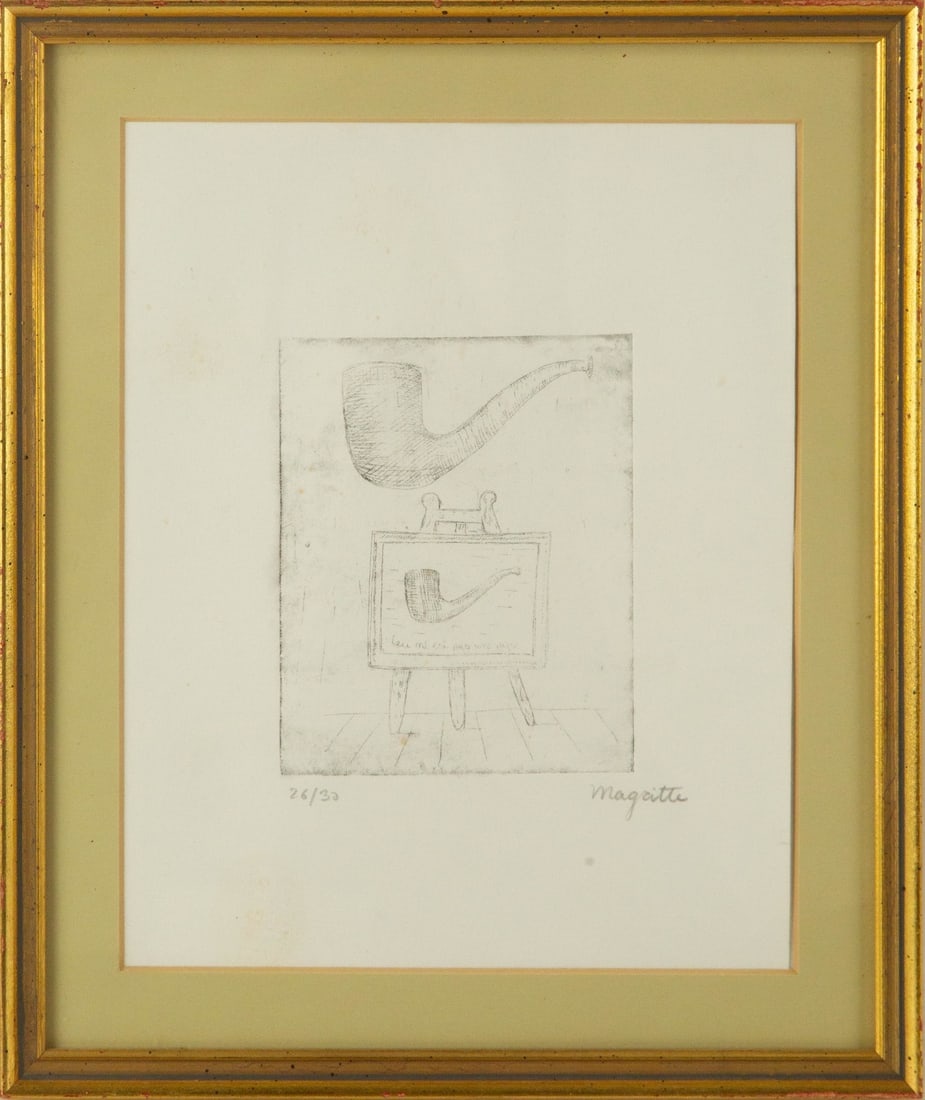 Attributed to Ren? Magritte ( American, 1898 - 1967 ) "This Is Not a Pipe" Surrealist Limited (1 of 11)