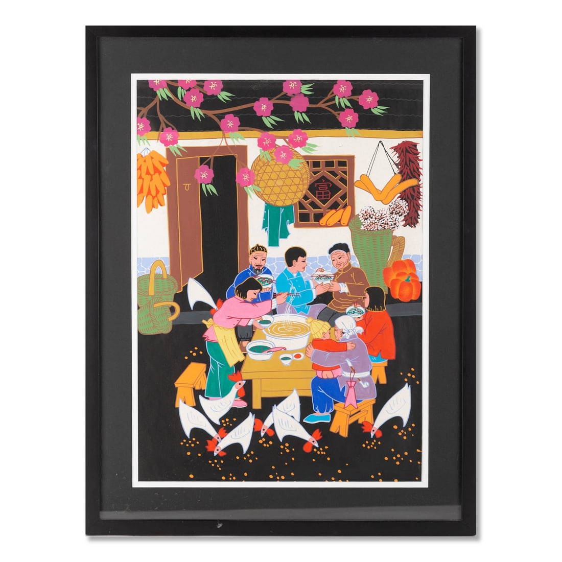 Chinese Folk Art Gouache "Family Happy Dinner Time" (1 of 10)