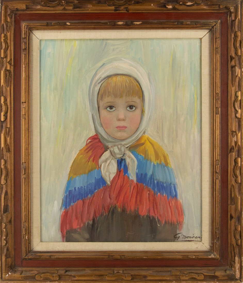 G.Marinoni Portrait Oil On Canvas "Kid With Golden Hair" (1 of 8)