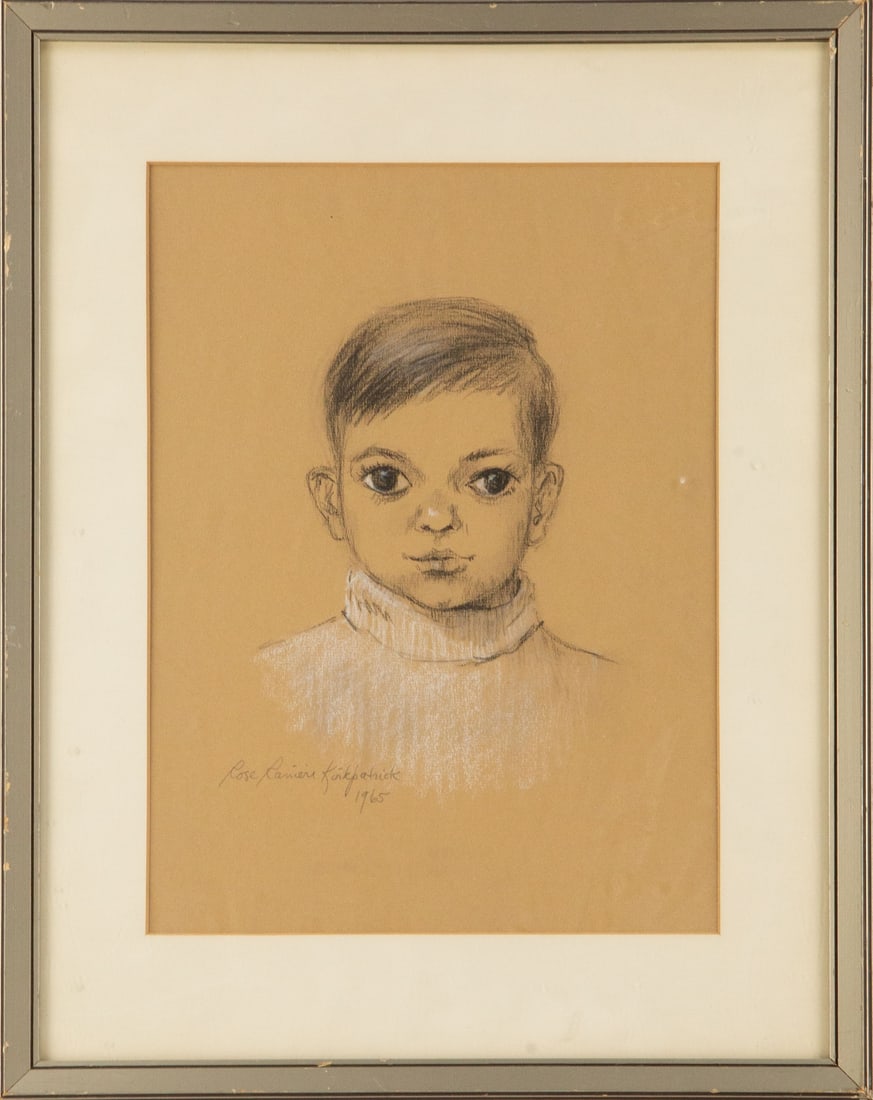 Rose Marie Kirkpatrick 1965 Portrait Charcoal "Boy With White Sweater" (1 of 8)