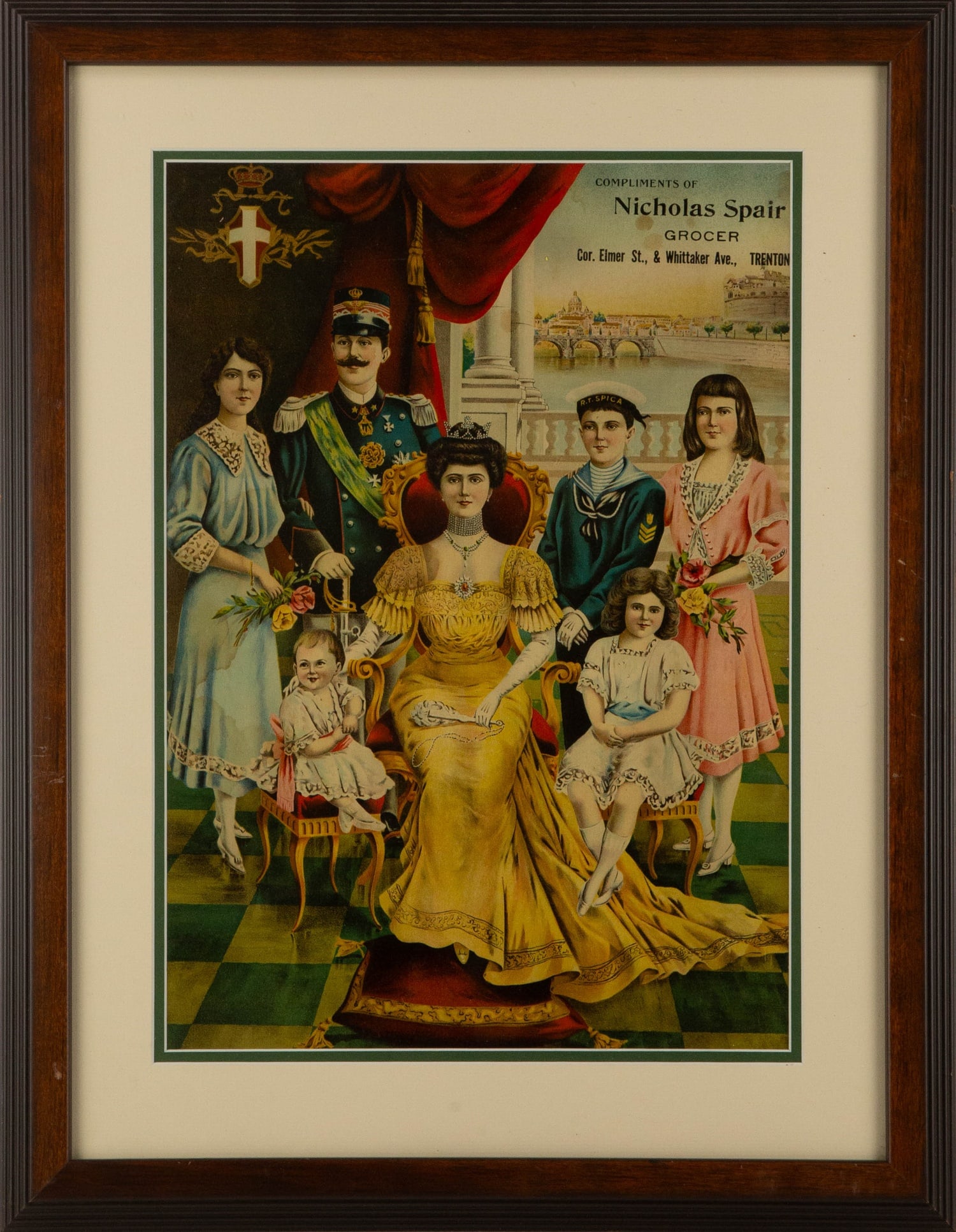 Group Portrait Lithograph "Italian Royal Family": Title: Italian Royal Family Medium: Lithograph Painting Size: 18" x 13" Frame Size: 25" x 19.5" Condition: This artwork is in good condition for its age. Signature: Unsigned Artist: N/A JZ24070086 Bid
