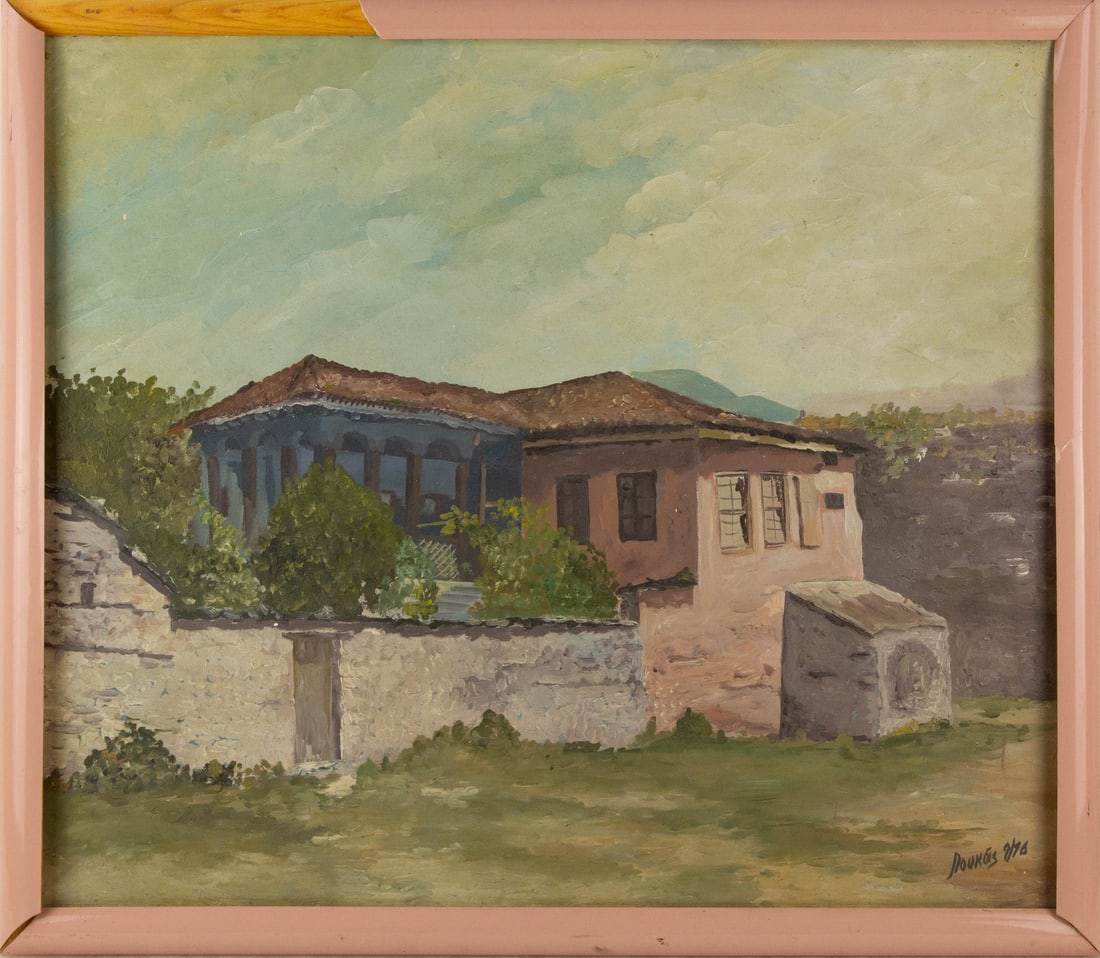 Pukas 7/76 Landscape Oil On Board "Mountain Villa" (1 of 11)