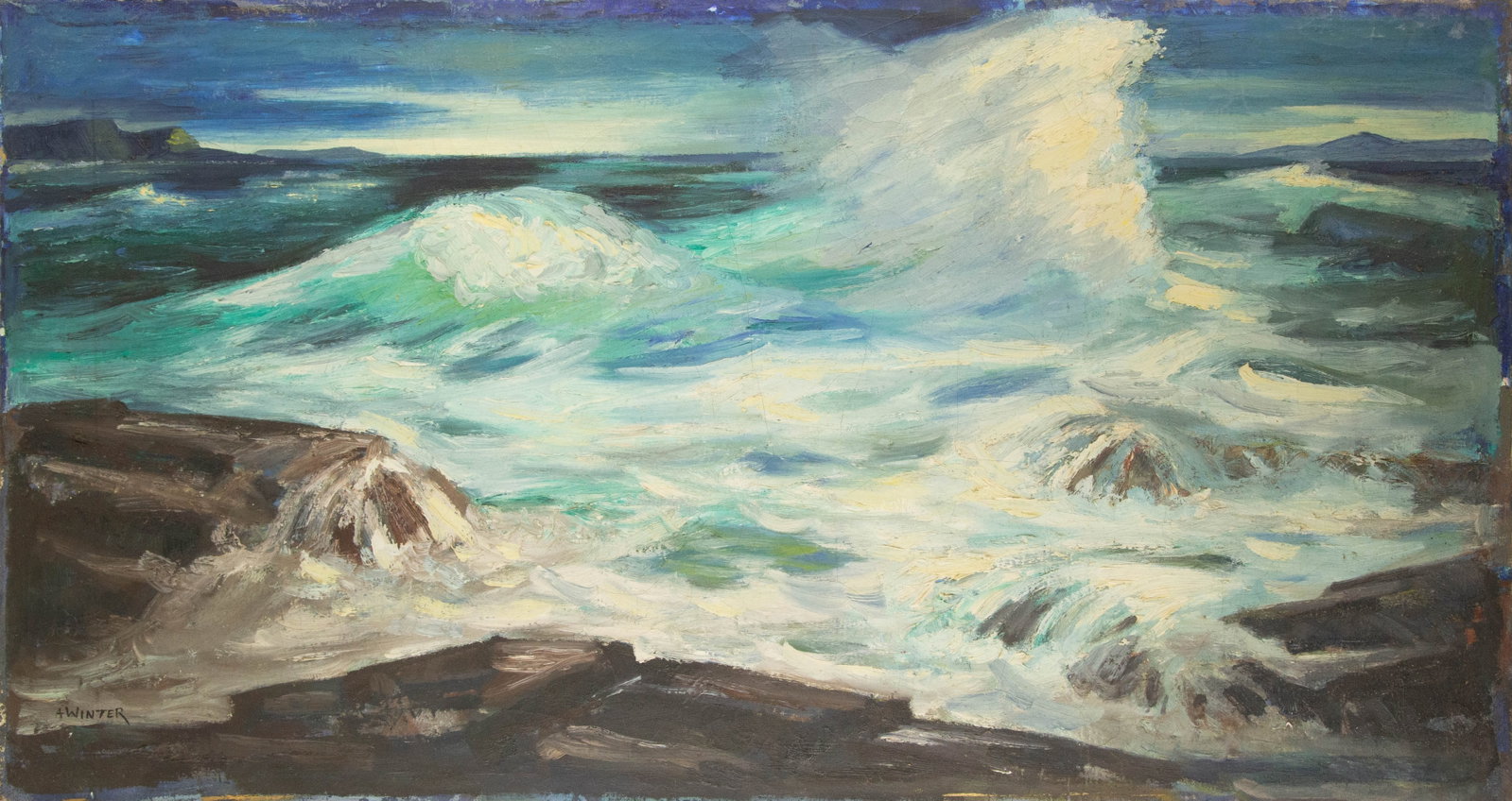 Andrew George Winter ( Estonian-born American, 1893 - 1958 ) Large Waterscape Oil On Canvas (1 of 14)