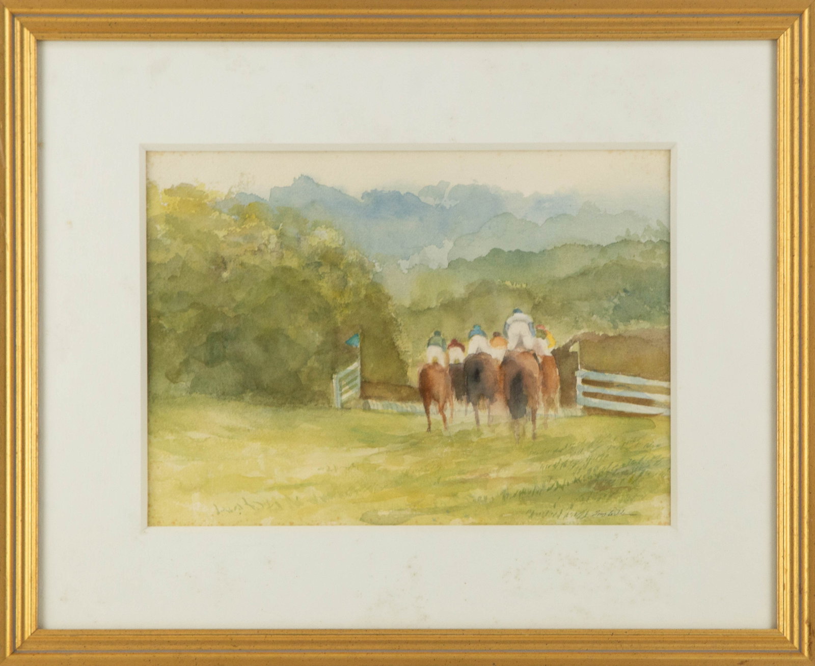 Thomas Williams Landscape Watercolor: Medium: Watercolor Style: Landscape Painting Size: 10 x 14 inches Frame Size: 17.5 x 21.5 inches Condition: This artwork is in good overall condition for its age. Signature: Hand-signed Artist: Thomas