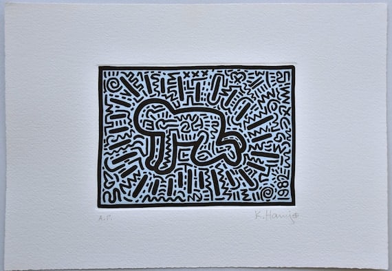 Keith Haring ( American, 1958 - 1990 ) Large Pop Art Etching on Arches fine art paper 300g (1 of 5)