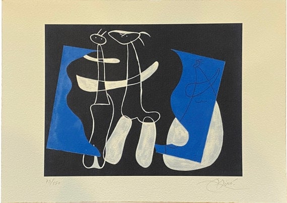 Joan Miró Abstract Lithograph Limited Edition: Medium: Lithograph Style: Abstract Painting Size: 11.8 x 8.4 inches Frame Size: x inches Condition: This artwork is in great condition for its age. Please note: the number edition may vary. Signature: