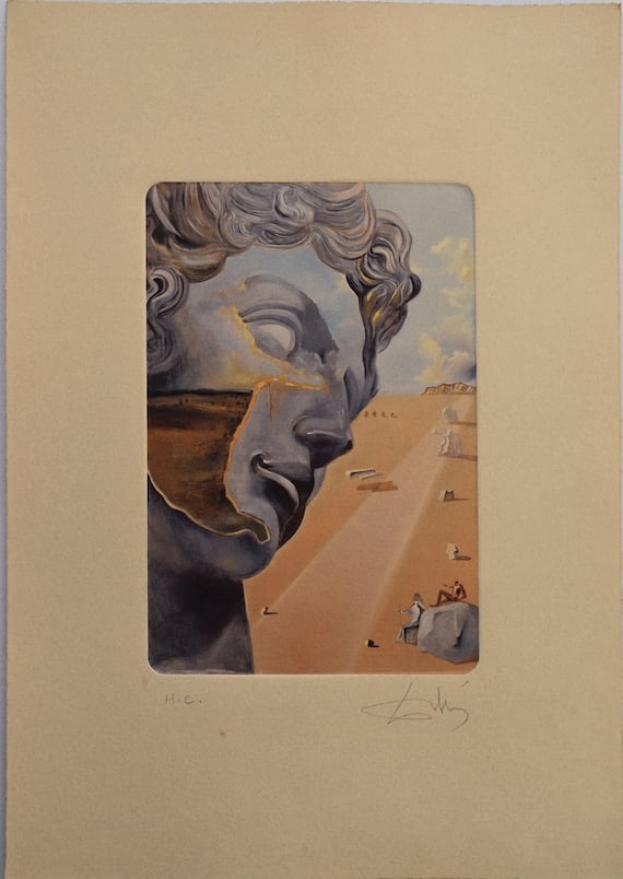 Salvador Dalí Surrealism Etching on Arches paper 'Giuliano Di Medici': Medium: Etching on Arches paper Style: Surrealism Painting Size: 11.8 x 8.4 inches Frame Size: x inches Condition: This artwork is in great condition for its age. Signature: Hand-signed Artist: Salvad