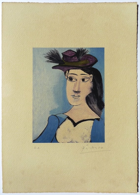 Pablo Picasso ( Spanish, 1881 -1973 ) Modernist Figurative Art Lithograph on Arches paper: Medium: Lithograph on Arches paper Style: Modernist Figurative Art Painting Size: 11.8 x 8.3 inches Frame Size: x inches Condition: This artwork is in great condition for its age. Signature: Hand-sign