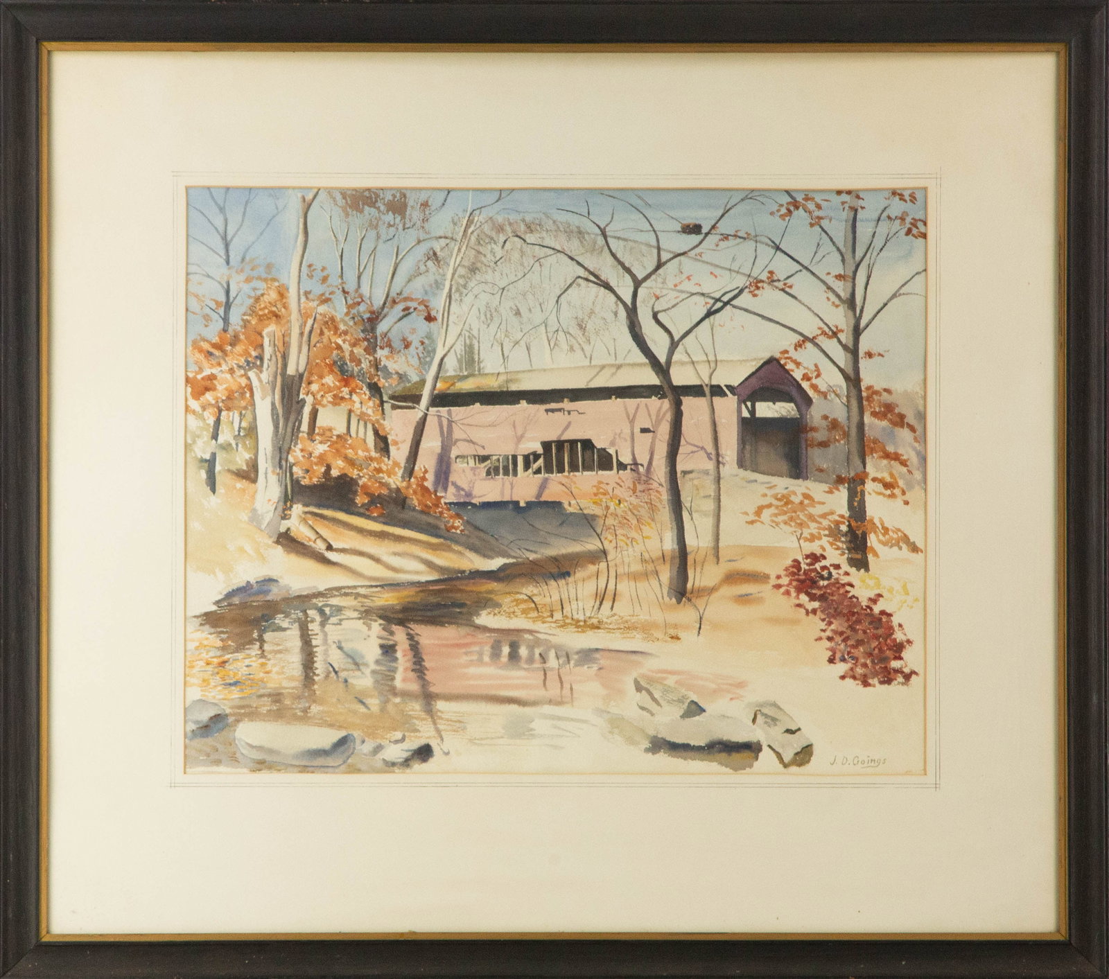 J.D.Goings Landscape Watercolor "Autumn River" (1 of 11)