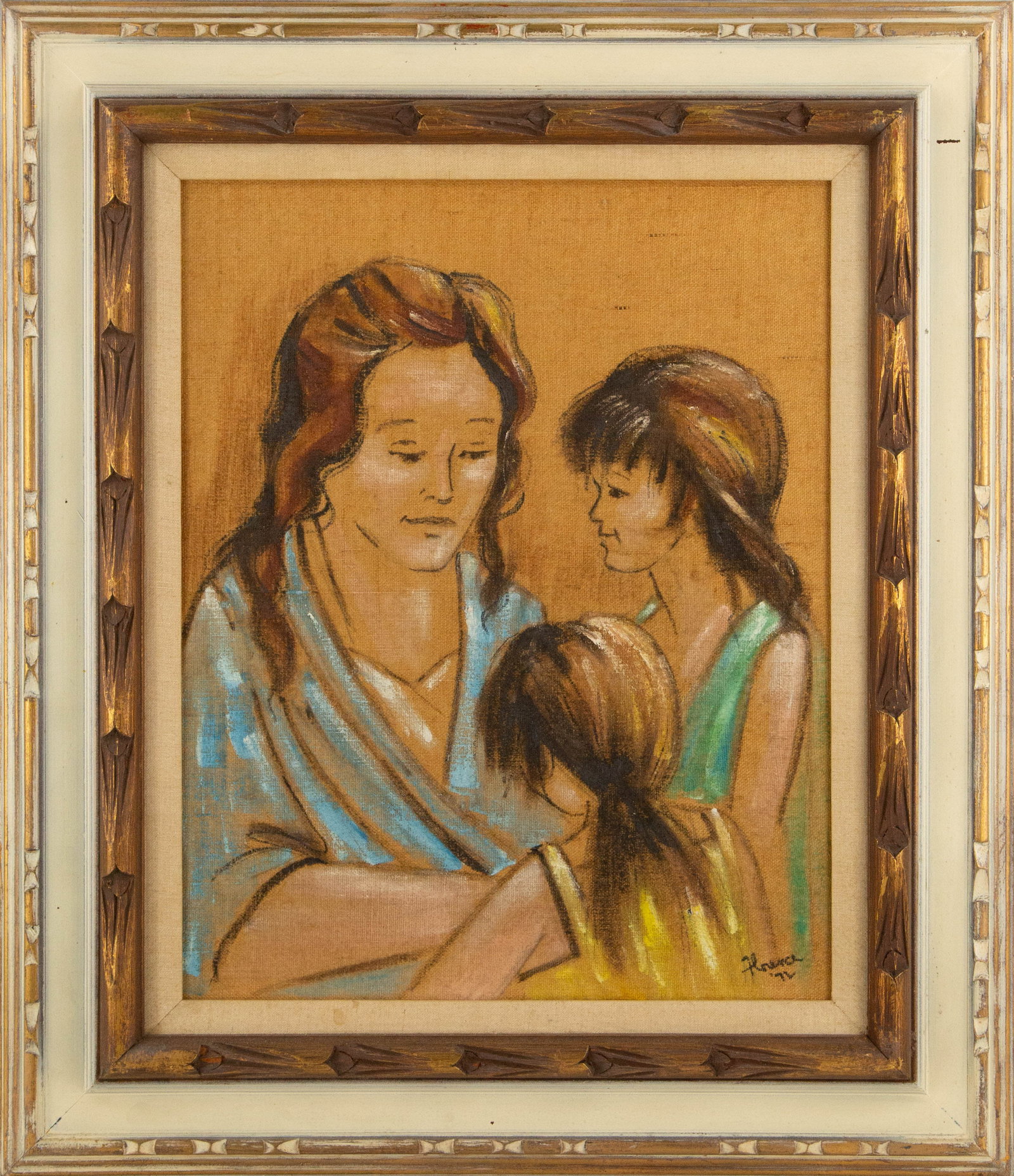 Portrait Oil On Canvas "Childhood Dream": Title: Childhood Dream Medium: Oil On Canvas Painting Size: 20" x 16" Frame Size: 28" x 24" Condition: This artwork is in good overall condition for its age. Signature: Signed Artist: Unclear Bidders 