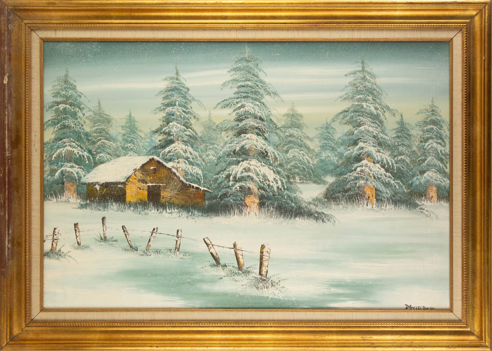 David Dav Landscape Oil On Canvas "House In Snow" (1 of 16)