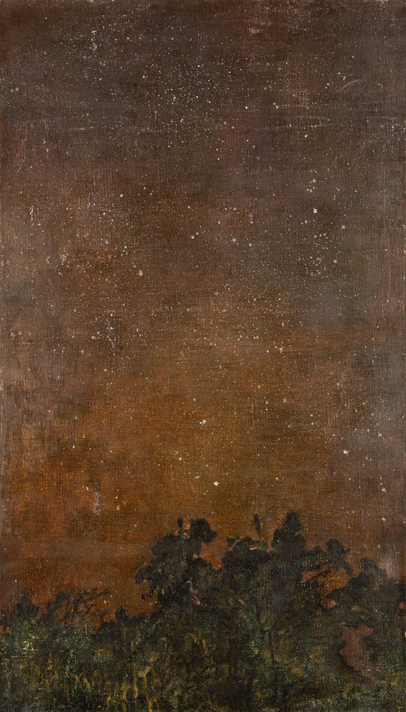 ZhiLin Zheng Abstract Original Oil On Canvas "Wilderness Night": Title: Wilderness Night Medium: Oil on canvas Size: 27 x 16 inches Frame: Framing options available! Condition: The painting appears to be in excellent condition. Note: This painting is unstretched,sh