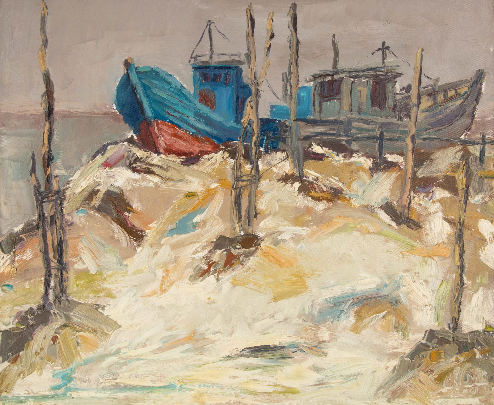 ZhenTian Sun Waterscape Original Oil On Canvas "Rest Harbor" (1 of 10)