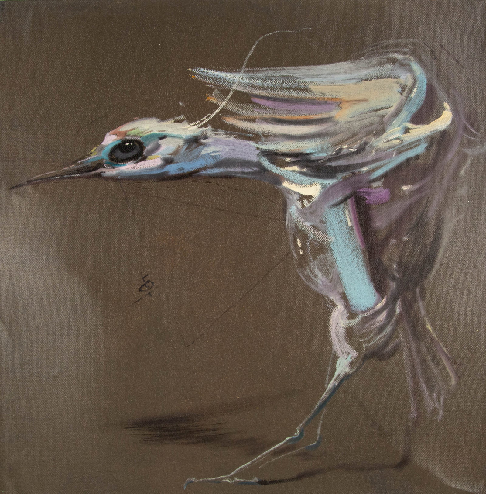 Zhuo Ii Animal Original Oil On Canvas "Bird - Movement" (1 of 10)