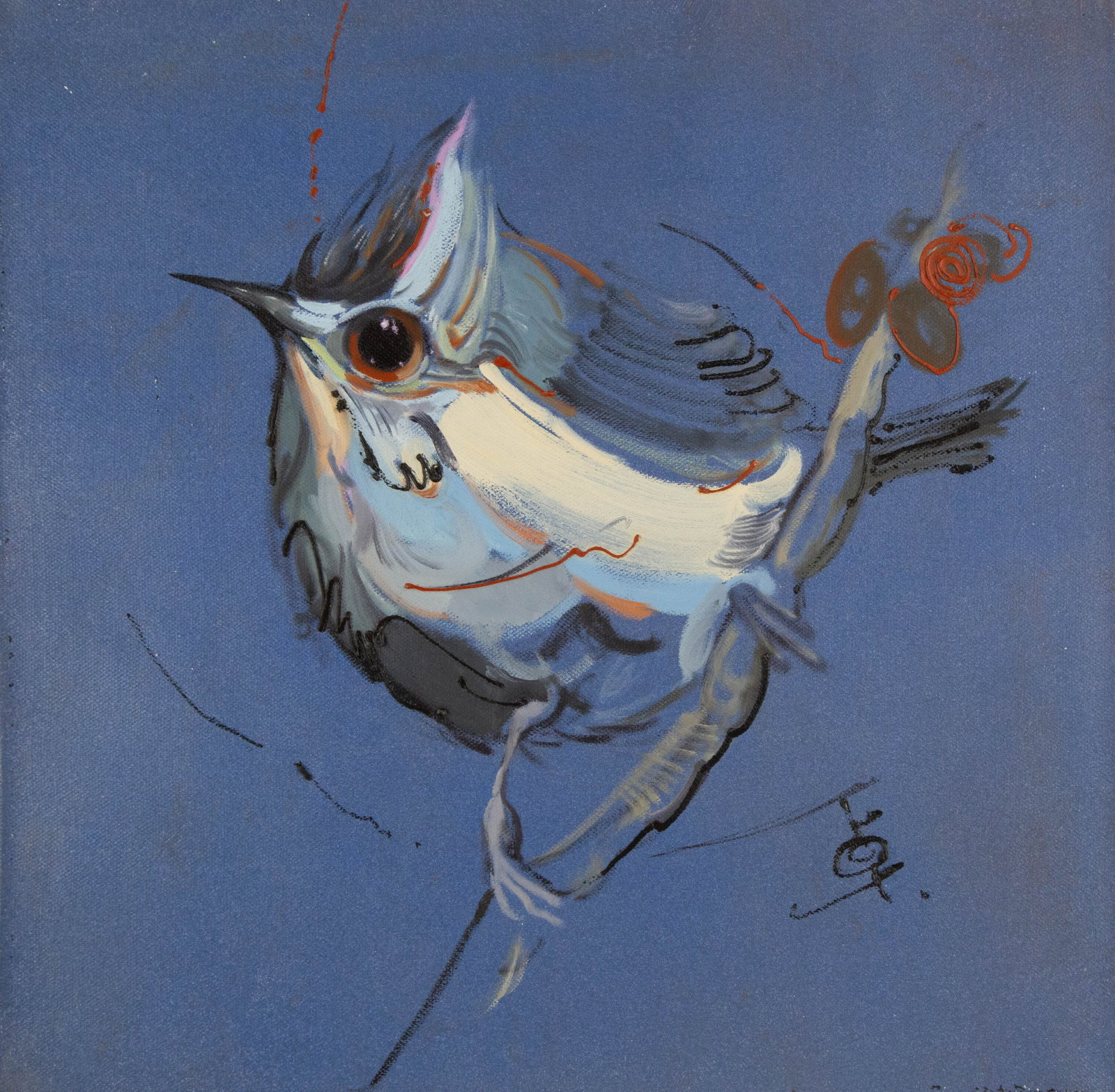 Zhuo Ii Animal Original Oil On Canvas "Bird Series - Titmice": Title: Bird Series - Titmice Medium: Oil on canvas Size: 19.5 x 20 inches Frame: Framing options available! Condition: The painting appears to be in excellent condition. Note: This painting is unstret