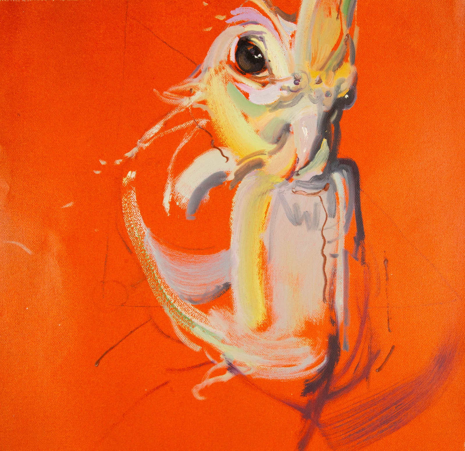 Zhuo Ii Animal Original Oil On Canvas "Bird - Red": Title: Bird - Red Medium: Oil on canvas Size: 20 x 20 inches Frame: Framing options available! Condition: The painting appears to be in excellent condition. Note: This painting is unstretched,shipped 