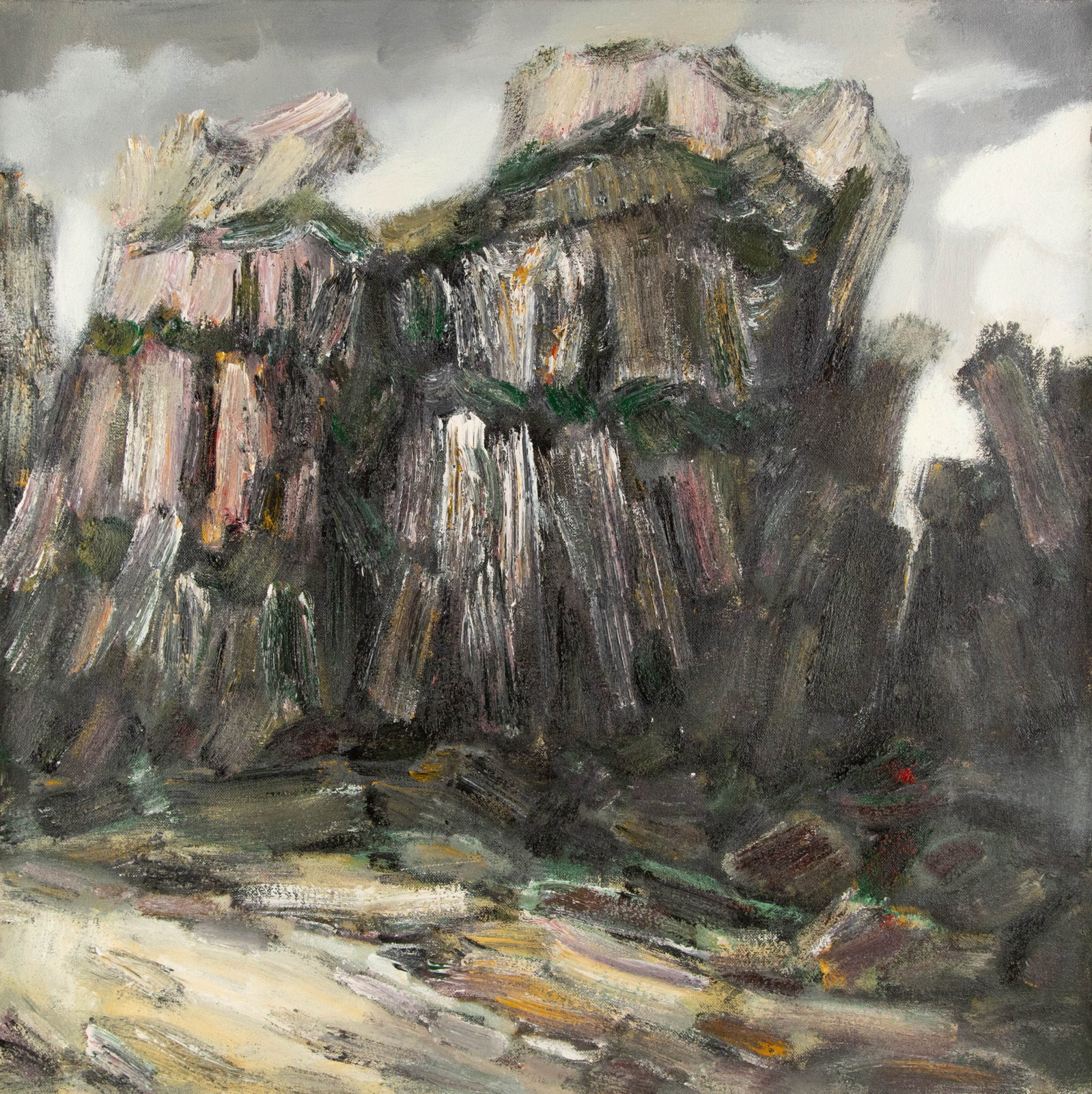 MingGuang Yu Landscape Original Oil On Canvas "Mountains In The Clouds": Title: Mountains In The Clouds Medium: Oil on canvas Size: 31 x 31 inches Frame: Framing options available! Condition: The painting appears to be in excellent condition. Note: This painting is unstret