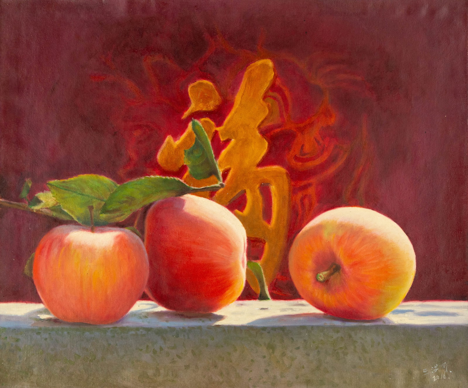 Hongsheng Wang Still Life Original Oil On Canvas "Happiness": Title: Happiness Medium: Oil on canvas Size: 19 x 23 inches Frame: Framing options available! Condition: The painting appears to be in excellent condition. Note: This painting is unstretched,shipped r