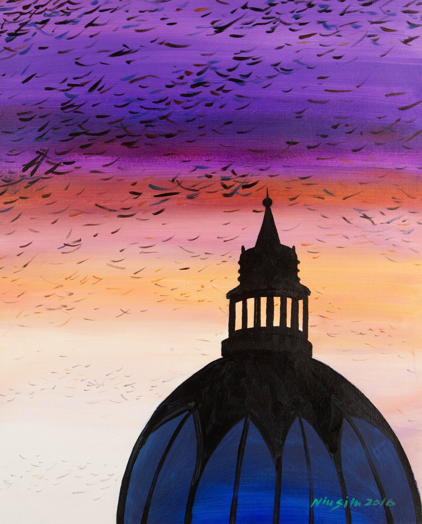 Silu Niu Contemporary Original Acrylic On Canvas "Flying Crow" (1 of 8)