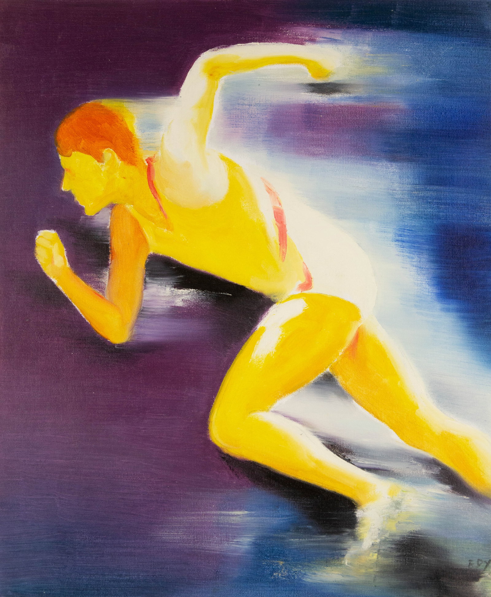 Dingyan E Contemporary Original Oil On Canvas "Sports Series I": Title: Sports Series I Medium: Oil on canvas Size: 23 x 19 inches Frame: Framing options available! Condition: The painting appears to be in excellent condition. Note: This painting is unstretched,shi