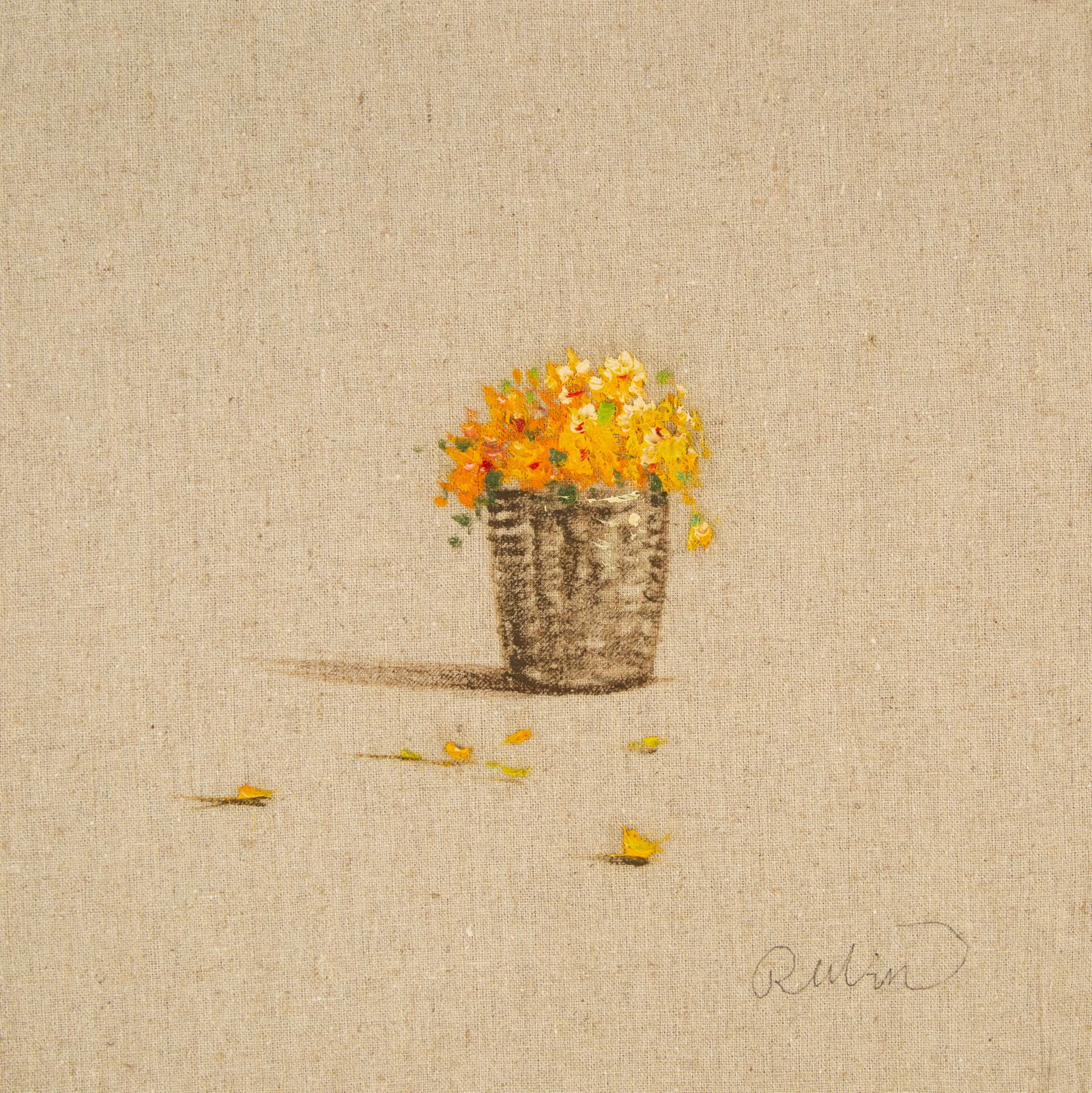 Rulin Xian Still Life Original Oil On Canvas "Full Buket Series VI": Title: Full Buket Series VI Medium: Oil on canvas Size: 12 x 11.5 inches Frame: Framing options available! Condition: The painting appears to be in excellent condition. Note: This painting is unstretc