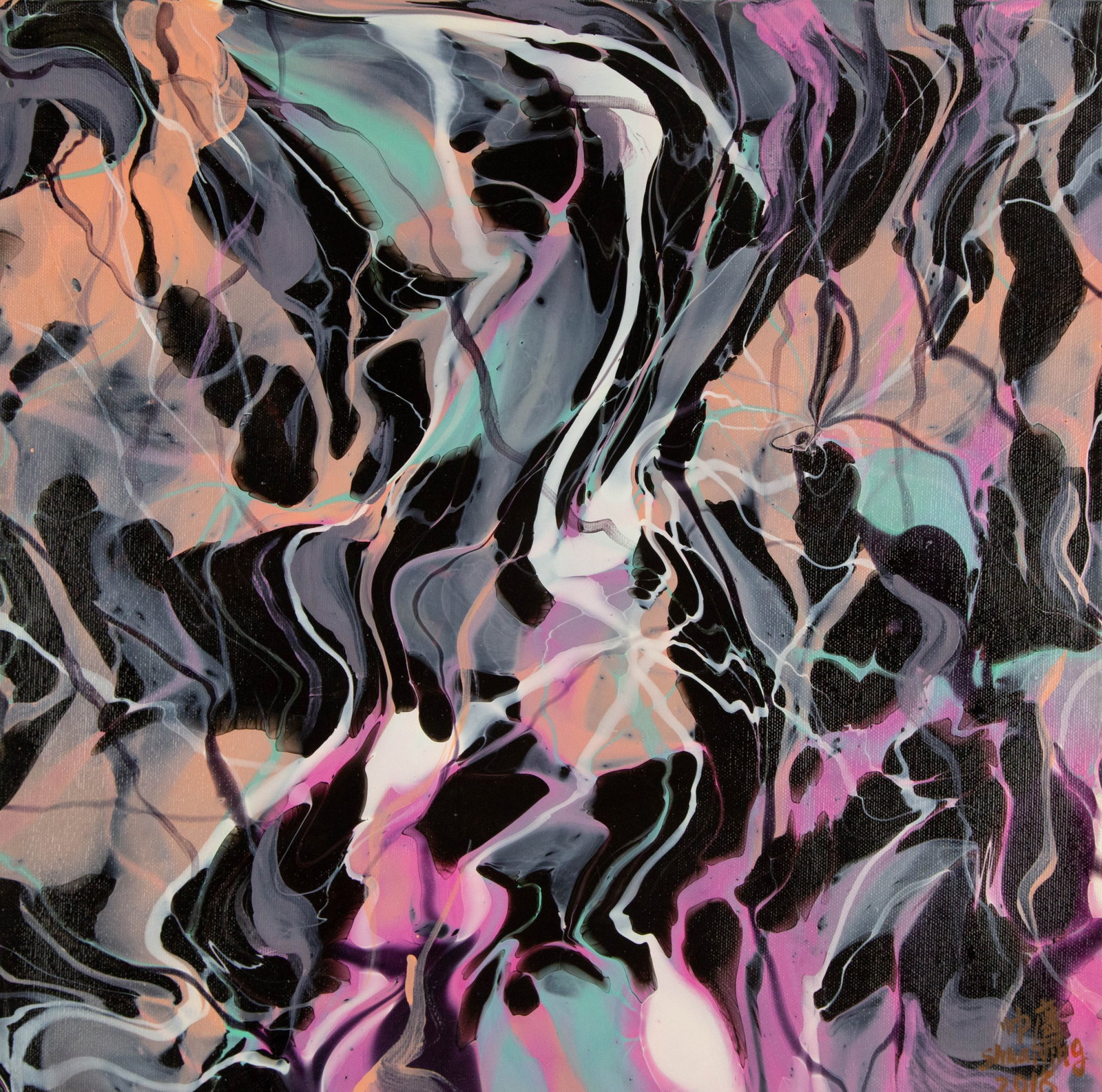 Ying Shuai Abstract Original Acrylic On Canvas "Flowing Light and Shadow Series IV": Title: Flowing Light and Shadow Series IV Medium: Oil on canvas Size: 19.5 x 20 inches Frame: Framing options available! Condition: The painting appears to be in excellent condition. Note: This painti
