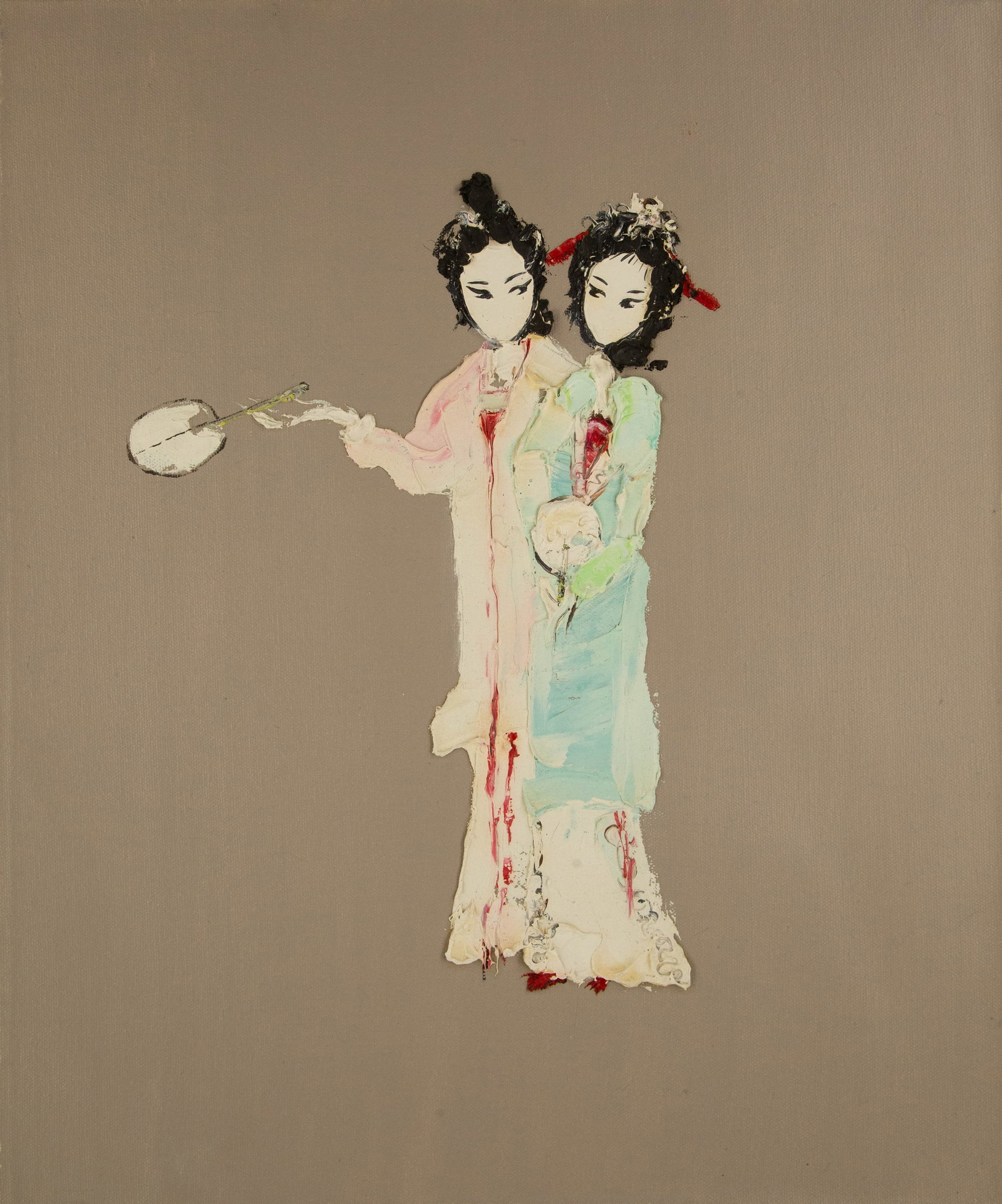 Pei Wang Portrait Original Oil On Canvas "Opera Character Series IV": Title: Opera Character Series IV Medium: Oil on canvas Size: 23.5 x 19.5 inches Frame: Framing options available! Condition: The painting appears to be in excellent condition. Note: This painting is u