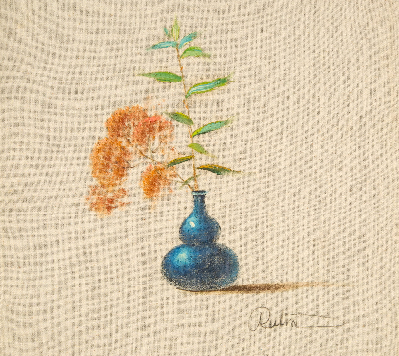 Rulin Xian Still Life Original Oil On Canvas "Blue Glaze Porcelain Series IV": Title: Blue Glaze Porcelain Series IV Medium: Oil on canvas Size: 12 x 12 inches Frame: Framing options available! Condition: The painting appears to be in excellent condition. Note: This painting is 