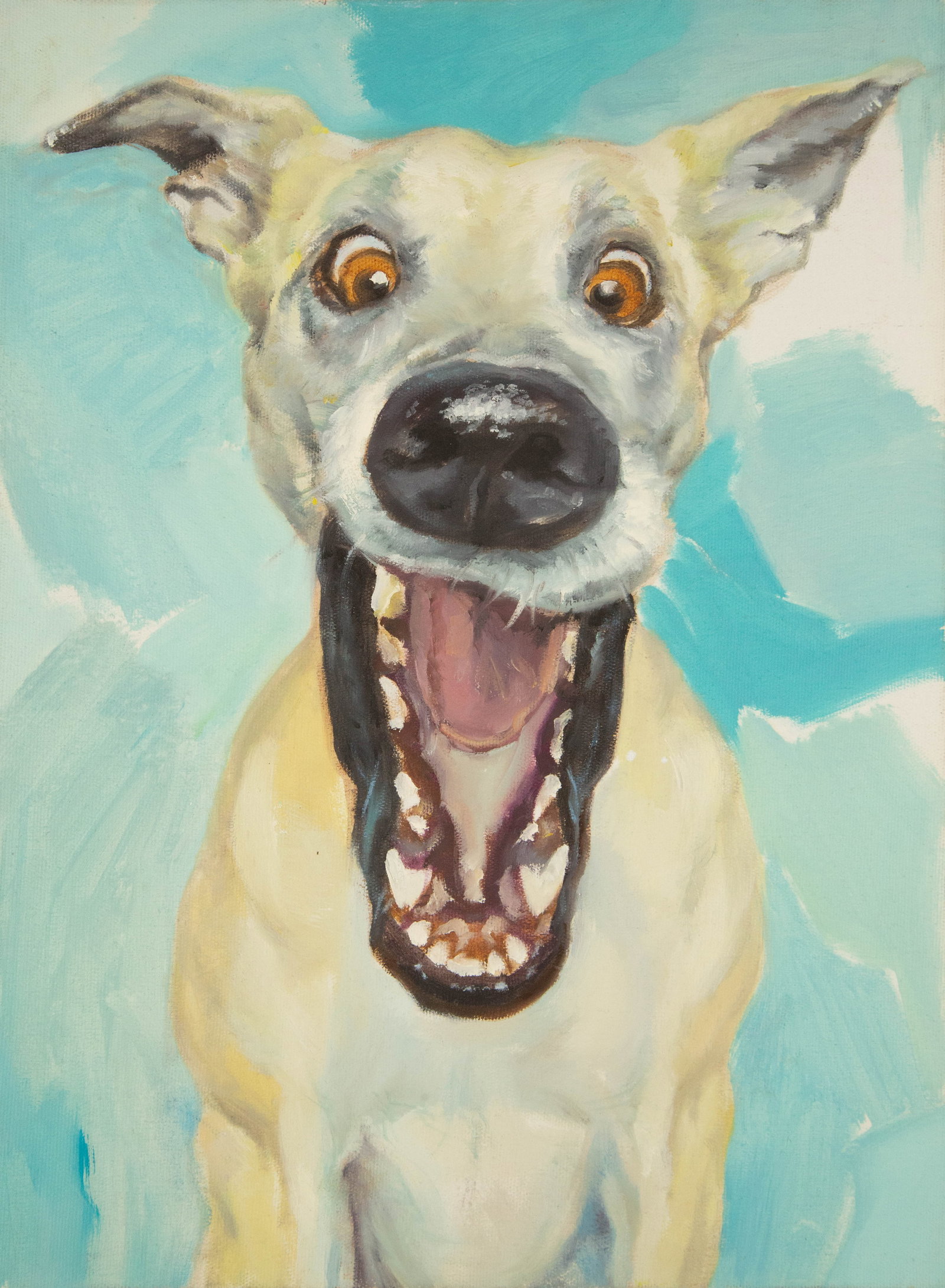 Jiao Wang Animal Original Oil On Canvas "Excited" (1 of 8)