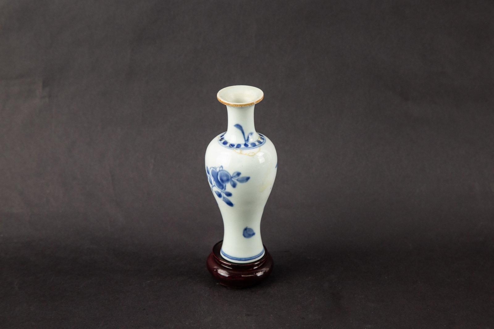 Asian Blue & White Porcelain Miniature Vase With Floral Decoration (1 of 9)