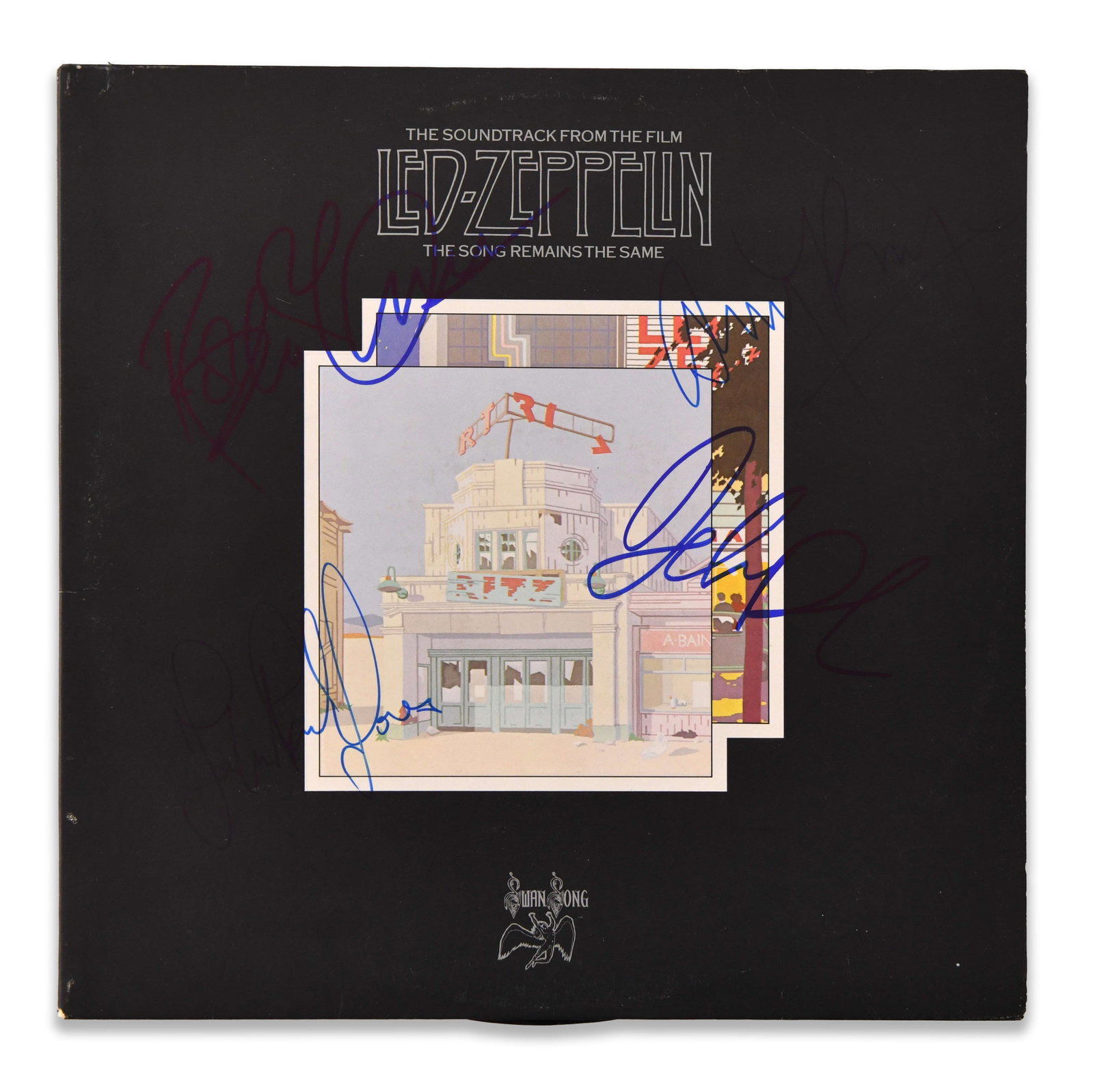 Led Zeppelin - Signed The Song Remains the Same Soundtrack Set: LED ZEPPELIN - SIGNED THE SONG REMAINS THE SAME SOUNDTRACK SET Provenance and Authenticity: Led Zeppelin — signed The Song Remains the Same soundtrack set offered with attribution notes based on