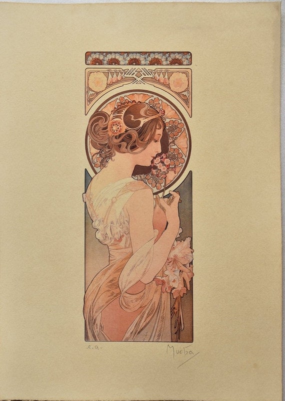Alphonse Mucha Lithograph Etching on Arches paper (1 of 5)