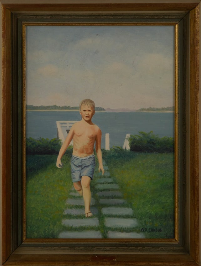 William Condon (American, 1923 - 1998) Portrait Oil On Board: Medium: Oil On Board Style: Portrait Painting Size: 13.5 x 95 inches Frame Size: 16.5 x 12.5 inches Condition: Signature: Hand-signed Artist: William Condon (American, 1923 - 1998) CO2506138 Bidders n