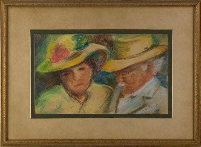 Mary Stevenson Cassatt ( American, 1844 - 1926 ) Portrait Pastel: Medium: Pastel Style: Portrait Painting Size: 20 x 28 inches Frame Size: 22 x 29.75 inches Condition: This artwork is in good overall condition for its age. Signature: Hand-signed Artist: Mary Stevens