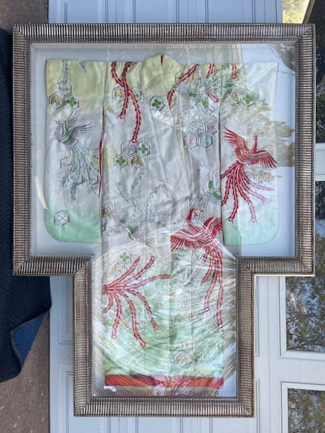 Vintage Japanese WInter Kimono With Hand Made Embroidery: Size: H 65 x L 85 x W 5 inches Condition: Good overall condition for its age. This kimono can be shipped without frame, which will lower down the shipping cost, please email us for this change. Shippi