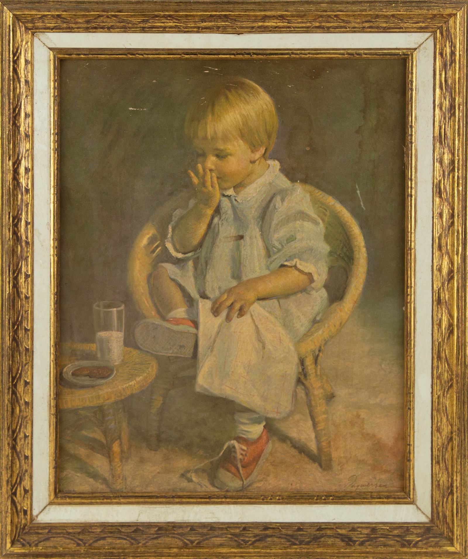 James Ingwersen (American) Portrait Print "Gretchen I": Title: Gretchen I Medium: Print Painting Size: 20.5" x 15.5" Frame Size: 25" x 21" Condition: This artwork is in good overall condition for its age. Signature: No Signature Artist: James Ingwersen (Am