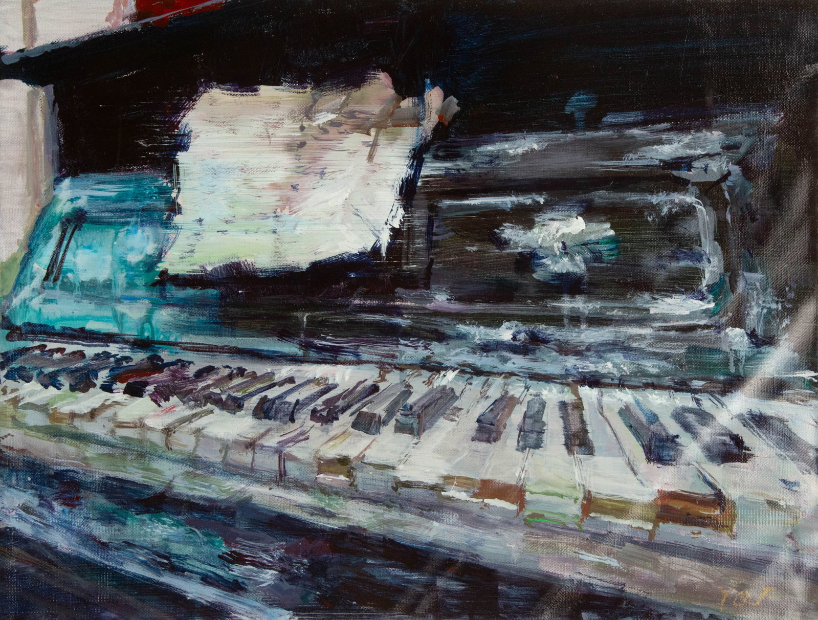 Qingfeng Yi Still Life Original Oil On Canvas "Piano": Title: Piano Medium: Oil on canvas Size: 15 x 19.5 inches Frame: Framing options available! Condition: The painting appears to be in excellent condition. Note: This painting is unstretched,shipped rol
