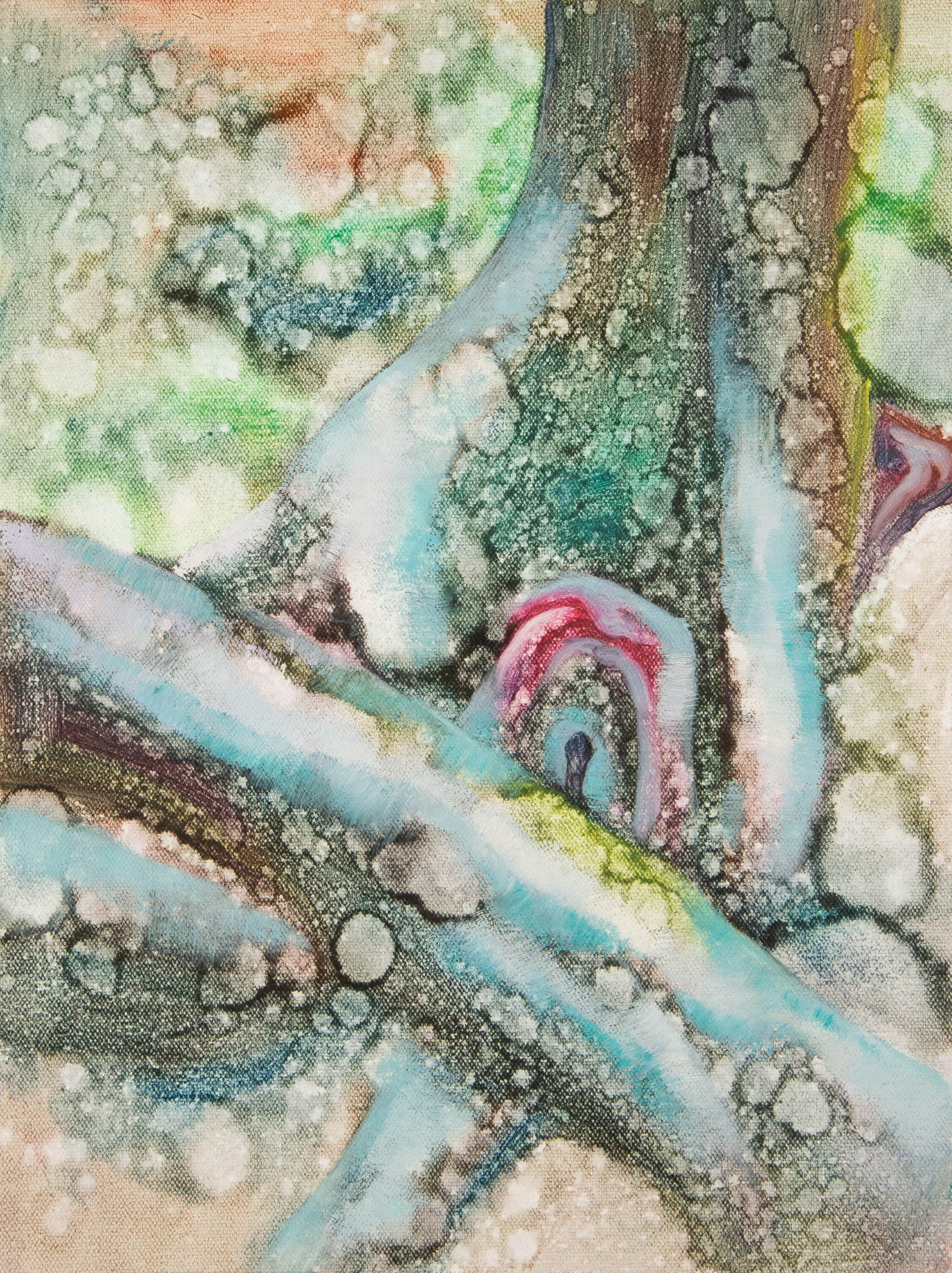 Yahong Teng Abstract Original Oil Painting "The Roots Series I": Title: The Roots Series I Medium: Oil on canvas Size: 16 x 12 inches Frame: Framing options available! Condition: The painting appears to be in excellent condition. Note: This painting is unstretched,