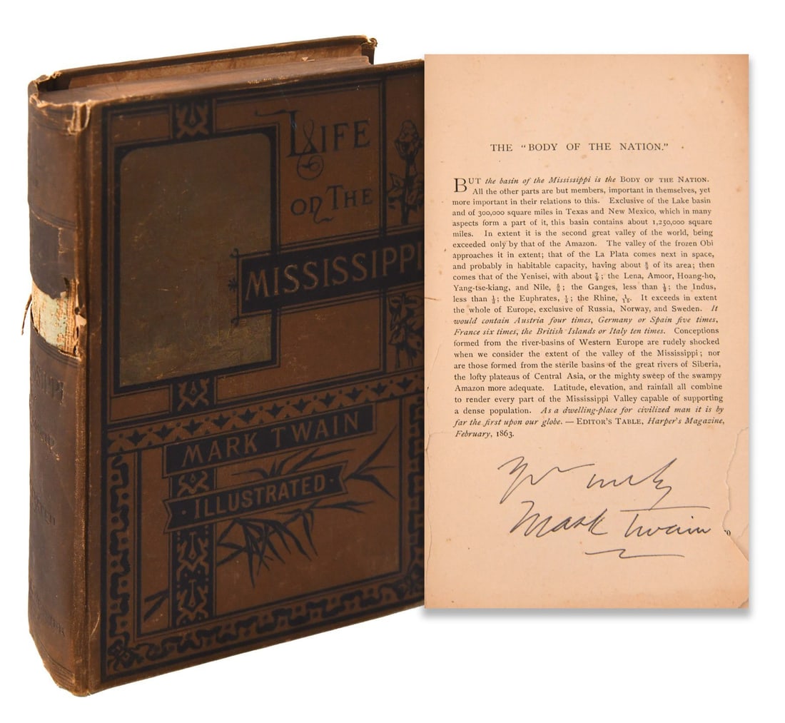 Mark Twain (1835-1910), Signed Life on the Mississippi (1 of 4)