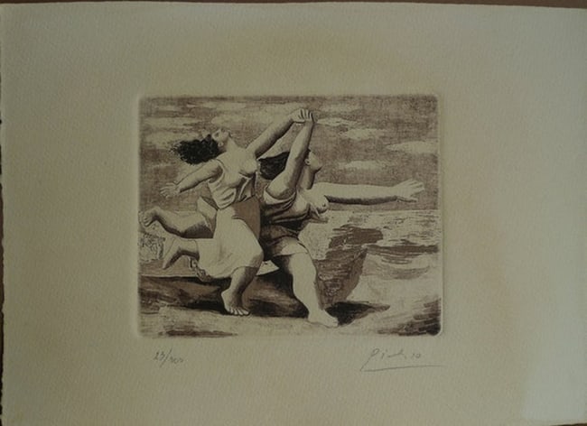 Pablo Picasso ( Spanish, 1881 -1973 ) Cubism Etching: Medium: Etching Style: Cubism Painting Size: 8 x 12 inches Frame Size: x inches Condition: This artwork is in great condition for its age. Signature: Signed Artist: Pablo Picasso ( Spanish, 1881 -1973