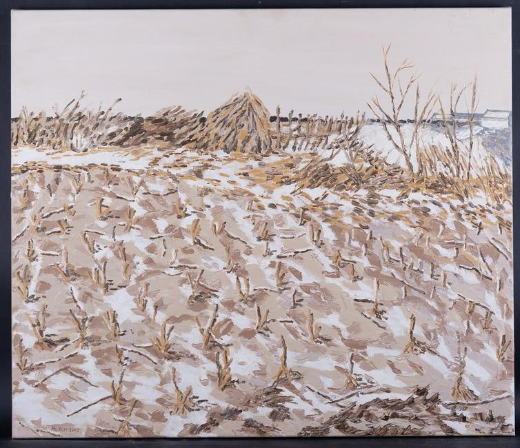 Fine Art Modernist Landscape Original Oil Painting By: Medium: Oil on canvas Size: 27.5" x 23.5" Frame Size: None Age: 2000s Condition: Good, no damage seen Artist: Yan Hu Great for collection or home decoration. Provenance: Direct from the artist. Guaran