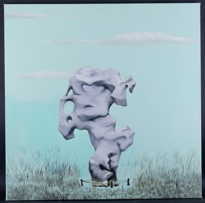 Fine Art Surrealist Original Oil Painting By Artist: Medium: Oil on canvas Size: 23.5" x 23.5" Frame Size: None Age: 2000s Condition: Good, no damage seen Artist: Xiang Niu Great for collection or home decoration. Provenance: Direct from the artist. Gua