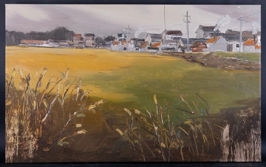 Fine Art Modernist Landscape Oil Painting By Artist: Medium: Oil on canvas Size: 18" x 29" Frame Size: None Age: 2000s Condition: Good, no damage seen Artist: Huayi Wang Great for collection or home decoration. Provenance: Direct from the artist. Guaran