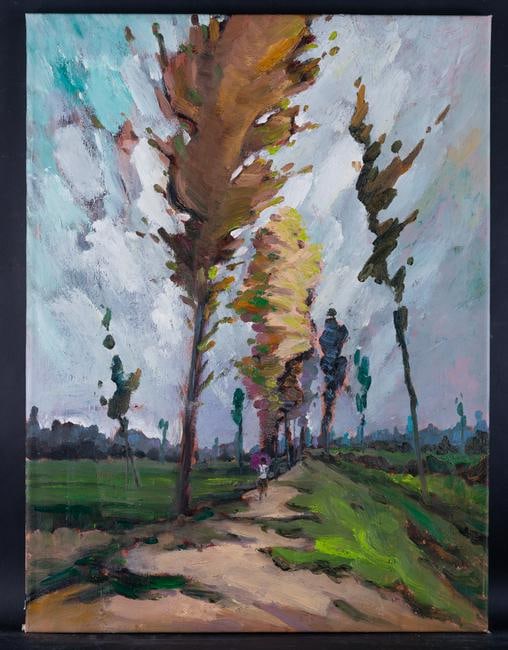 Fine Art Modernist Landscape Oil Painting By Artist Bo: Medium: Oil on canvas Size: 22.5" x 30" Frame Size: None Age: 2000s Condition: Good, no damage seen Artist: Bo Song Great for collection or home decoration. Provenance: Direct from the artist. Guarant