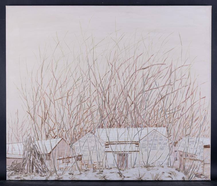 Fine Art Modernist Landscape Oil Painting By Artist Yan: Medium: Oil on canvas Size: 27.5" x 23.5" Frame Size: None Age: 2000s Condition: Good, no damage seen Artist: Yan Hu Great for collection or home decoration. Provenance: Direct from the artist. Guaran