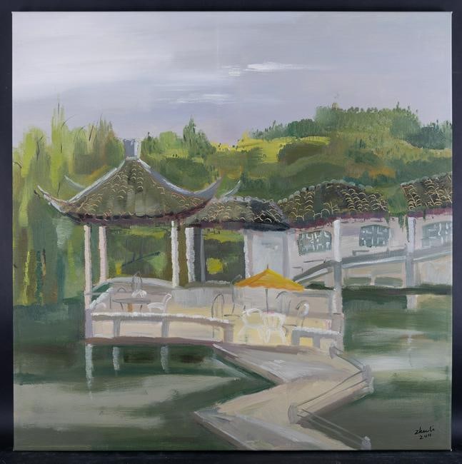 Fine Art Realist Original Oil Painting By Artist Li Zhu: Medium: Oil on canvas Size: 29.5" x 29.5" Frame Size: None Age: 2000s Condition: Good, no damage seen Artist: Li Zhu Great for collection or home decoration. Provenance: Direct from the artist. Guaran