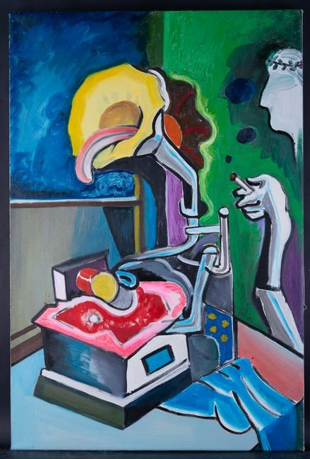 Fine Art Abstract/Cubist Oil Painting By Artist Minglei: Medium: Oil on canvas Size: 23.5" x 35.5" Frame Size: None Age: 2000s Condition: Good, no damage seen Artist: Minglei Wang Great for collection or home decoration. Provenance: Direct from the artist. 