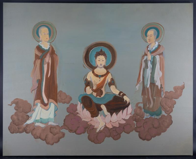 Fine Art Figurative Religious Oil Painting By Artist: Medium: Oil on canvas Size: 38.5" x 31.5" Frame Size: None Age: 2000s Condition: Good, no damage seen Artist: Haijun Chen Great for collection or home decoration. Provenance: Direct from the artist. G